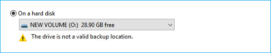 this drive is not a valid backup location