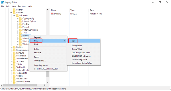 change registry editor