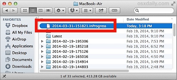 Fix Time Machine stuck in preparing backup - Remove the .inProgress file