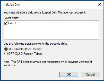 Initialize new disk to the same as system disk