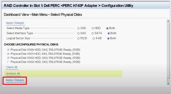 configure hardraid 5 on dell server