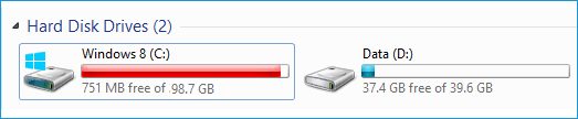 low disk space