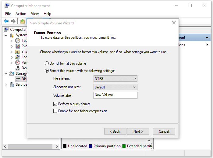 partition and format