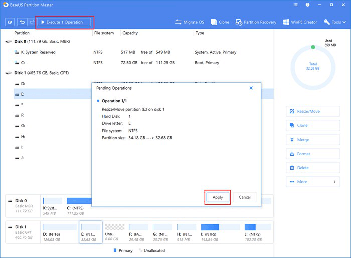 apply changes to the partition