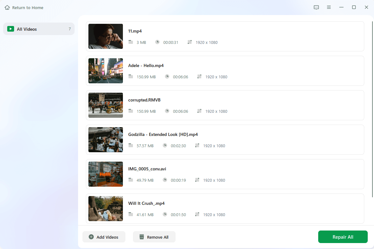 Video Onarımını Başlat
